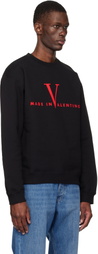 Valentino Black Cotton 'Made in Valentino' Print Sweatshirt