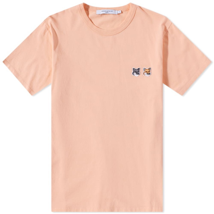 Photo: Maison Kitsuné Men's Double Fox Head Patch T-Shirt in Peach