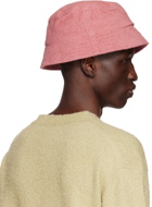 AURALEE Pink Organic Cotton Terrycloth Bucket Hat