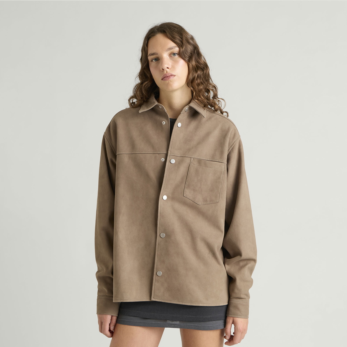 END. Task Suede Leather Shirt in Khaki