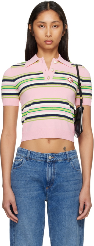 Photo: Casablanca Pink Striped Fitted Polo