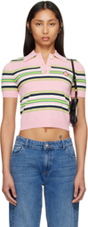 Casablanca Pink Striped Fitted Polo