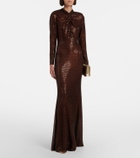 Self-Portrait Embellished gathered gown
