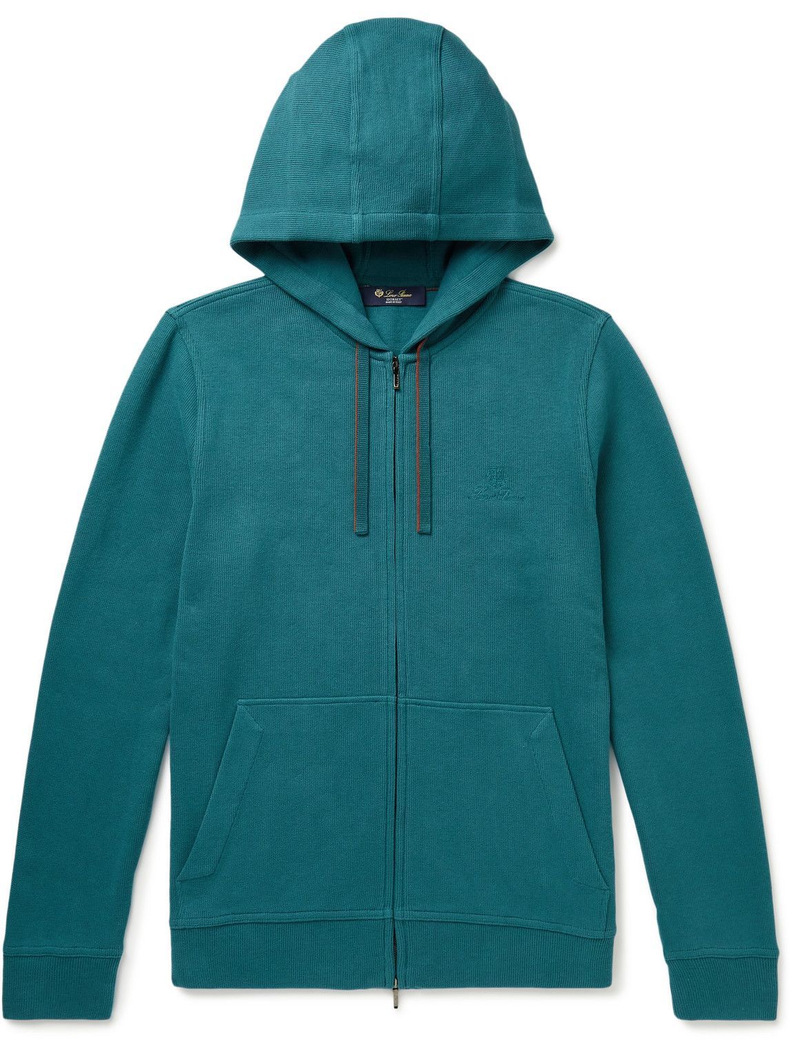 Embroidered Cotton-Jersey Zip-Up Hoodie