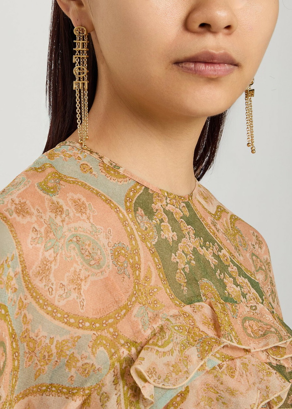 Photo: Chloe Mini Belt Trio Drop Earrings - Gold - One Size