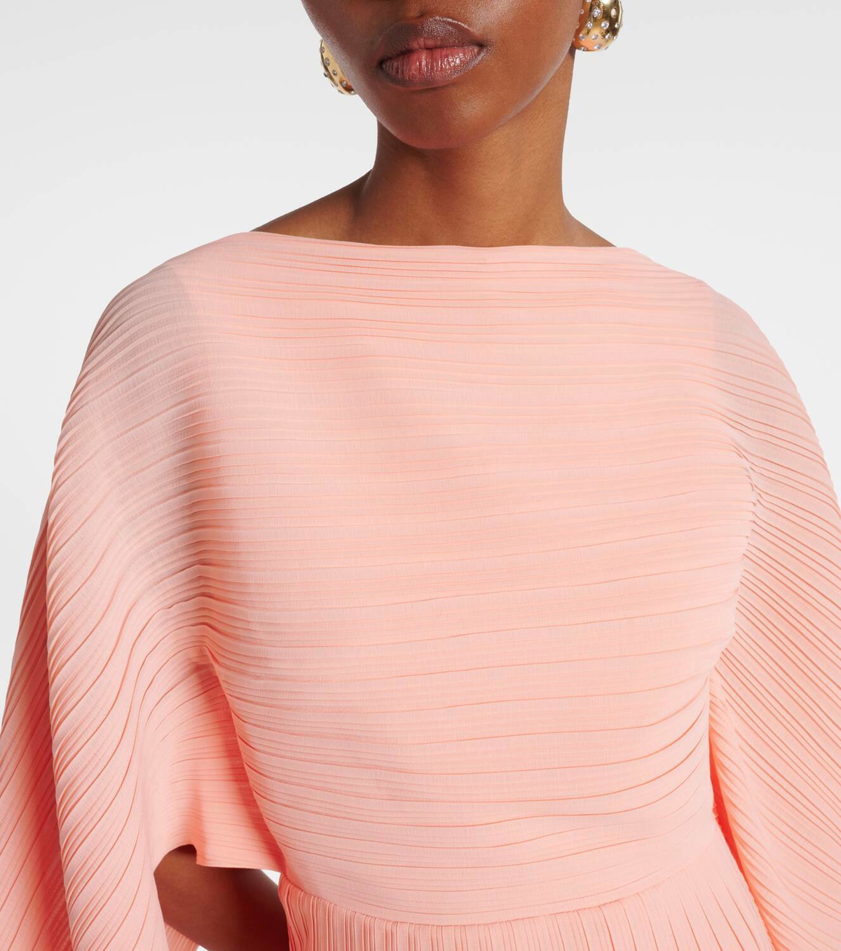 Solace London Adami plissé caped maxi dress