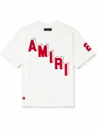 AMIRI - Logo-Flocked Felt-Trimmed Cotton-Jersey T-Shirt - White