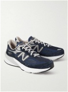 New Balance - 990 V6 Leather-Trimmed Suede and Mesh Sneakers - Blue