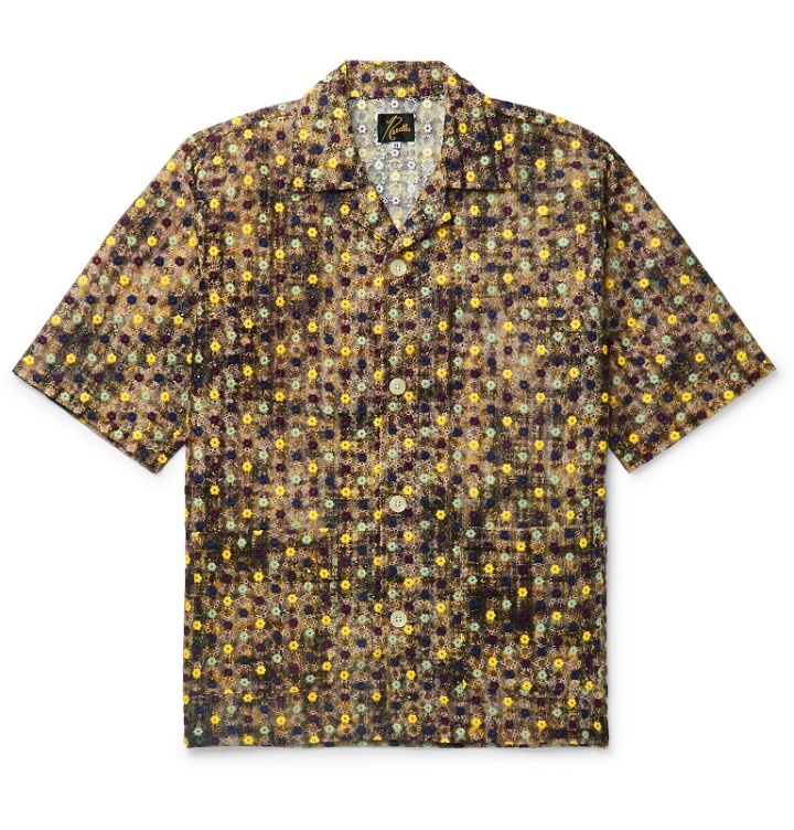 Photo: Needles - Camp-Collar Embroidered Woven Shirt - Brown