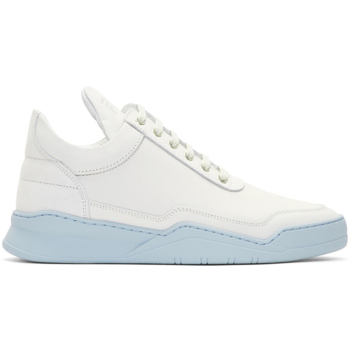 Photo: Filling Pieces White and Blue Low Ghost Sneakers 