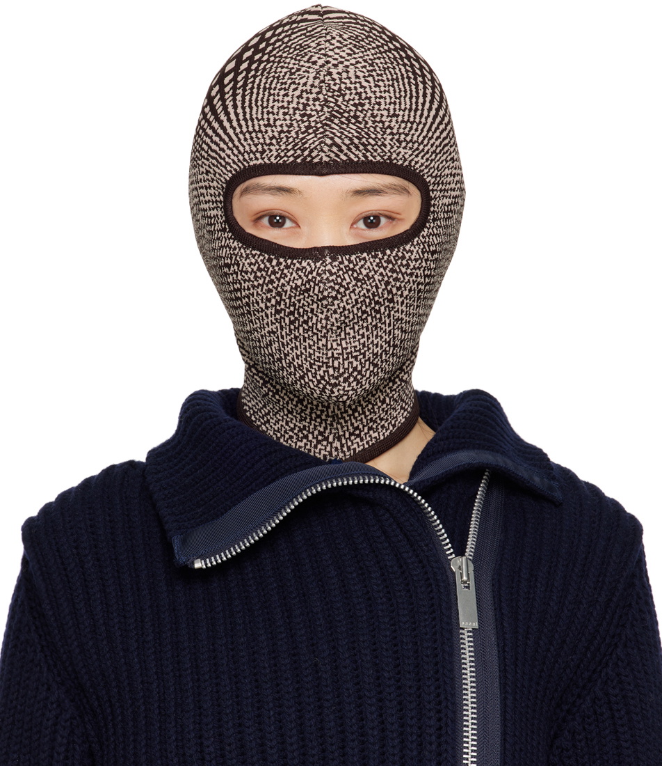 Anne Isabella Off-White & Brown Optical Balaclava