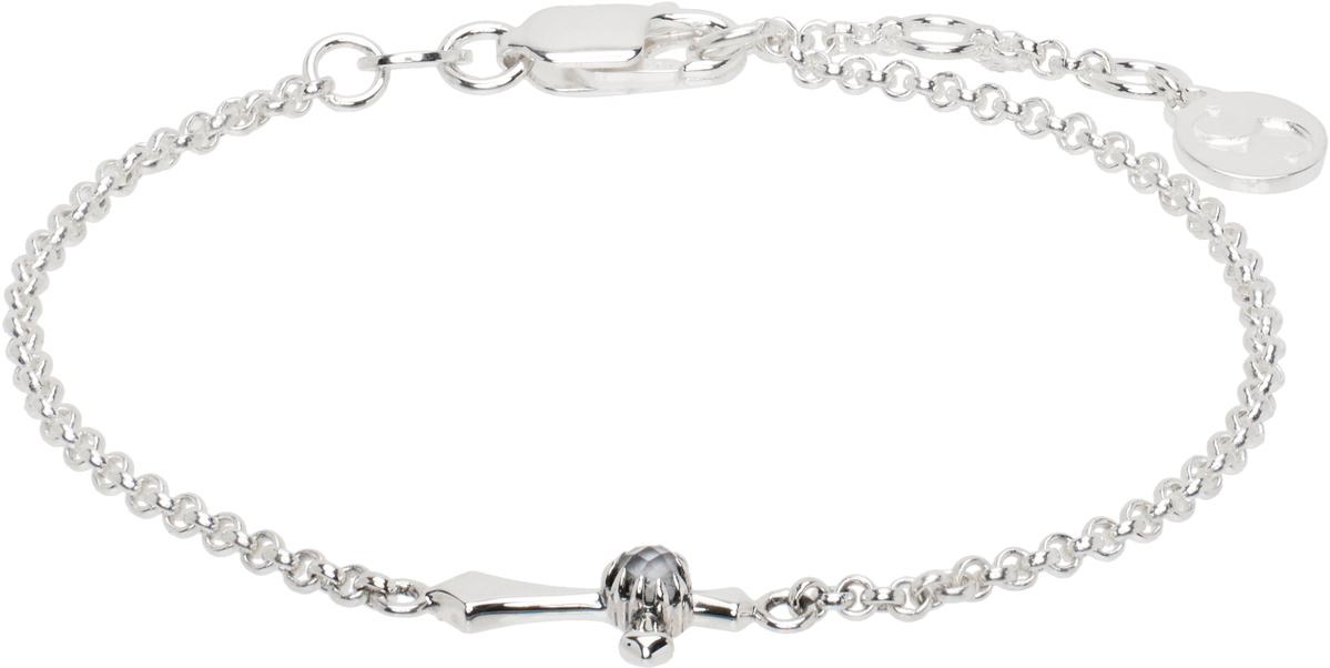 Stolen Girlfriends Club SSENSE Exclusive Silver Gothic Side Cross Bracelet