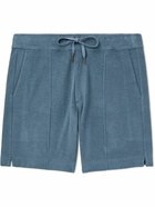 TOM FORD - Straight-Leg Cotton-Terry Drawstring Shorts - Blue