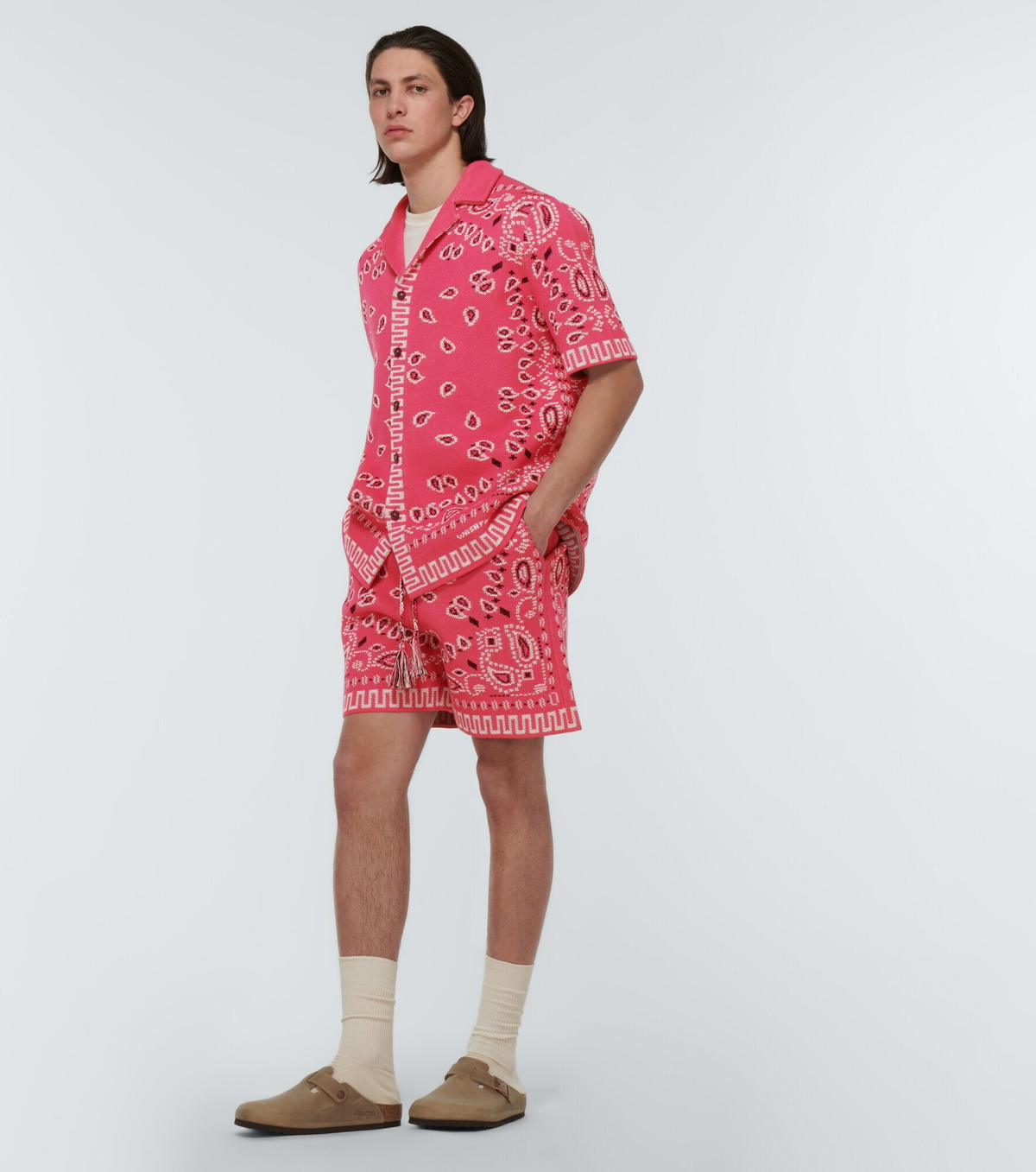 Alanui - Bandana cotton-blend piqué shorts