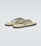 Brunello Cucinelli Leather-trimmed thong sandals