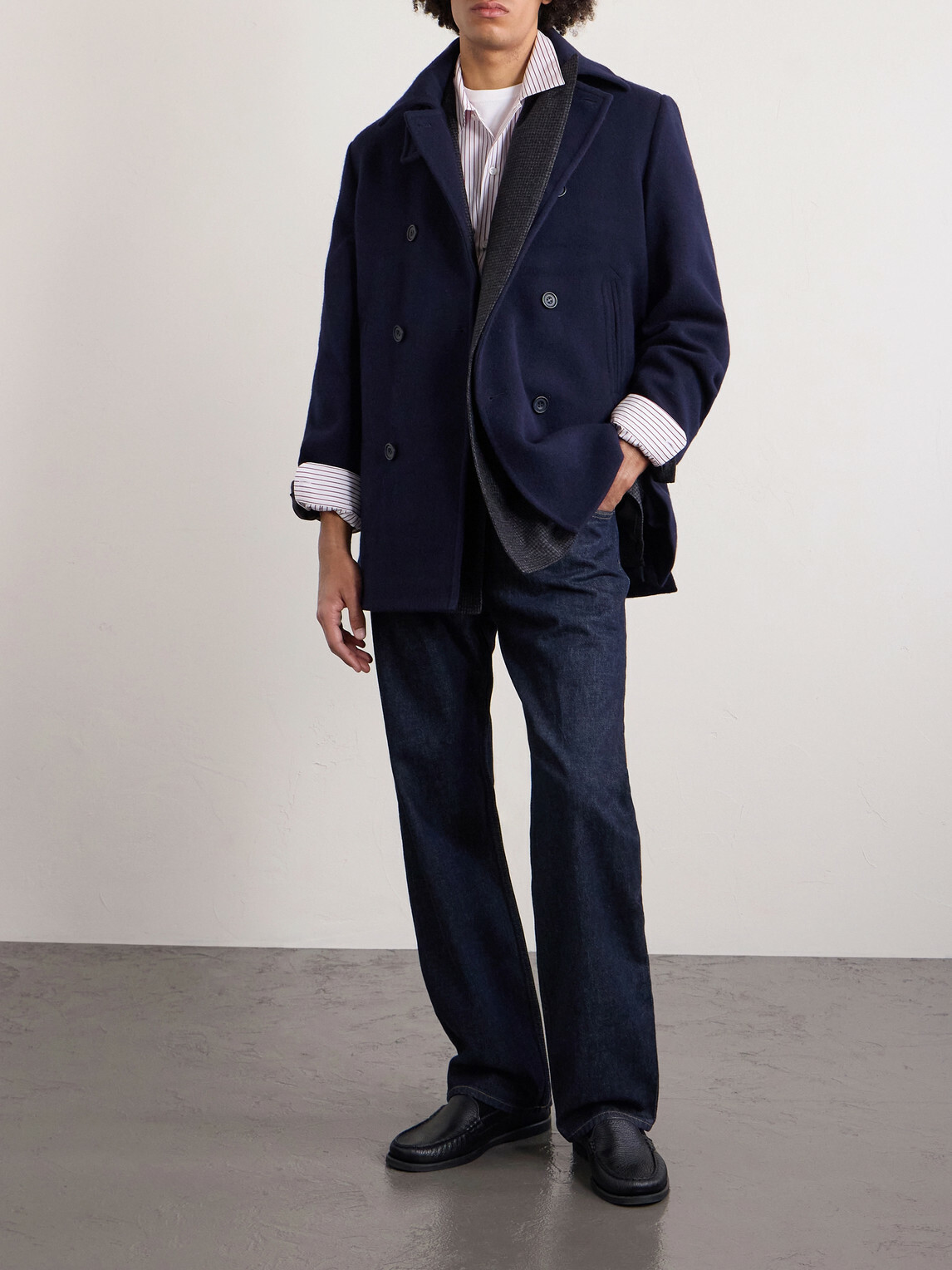 Anderson & Sheppard - Double-Breasted Wool and Cashmere Peacoat - Blue