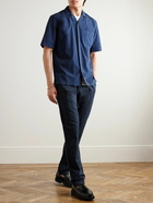 Sunspel - Straight-Leg Cotton and Linen-Blend Drawstring Trousers - Blue