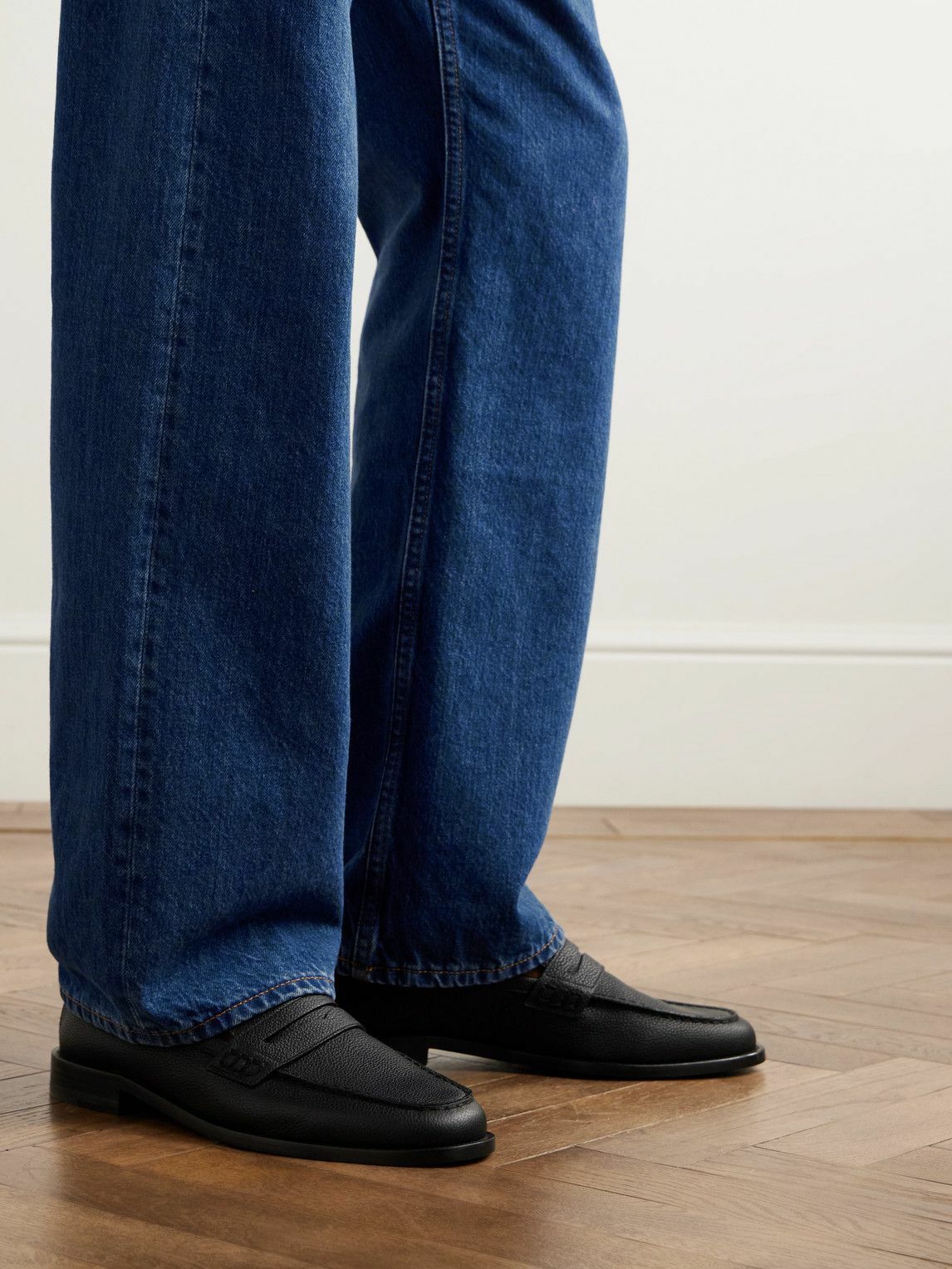 Manolo Blahnik - Perry Full-Grain Leather Penny Loafers - Black
