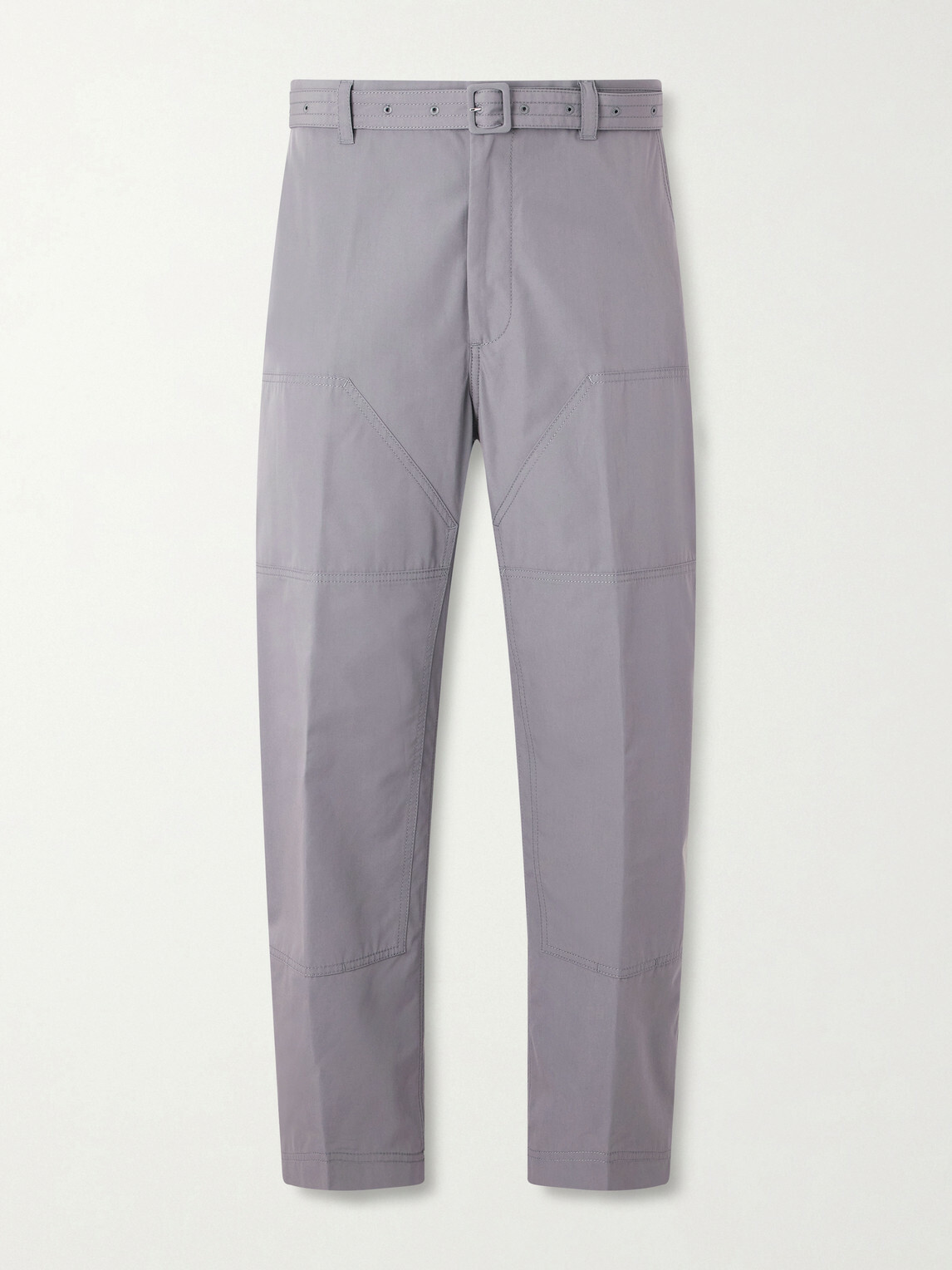 Thom Browne - Carpenter Cropped Straight-Leg Belted Cotton Trousers - Gray