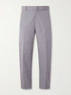 Thom Browne - Carpenter Cropped Straight-Leg Belted Cotton Trousers - Gray