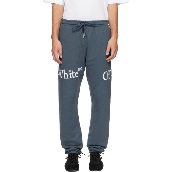 Photo: Off-White Gray Bookish Scarf Cuffed Sweatpants