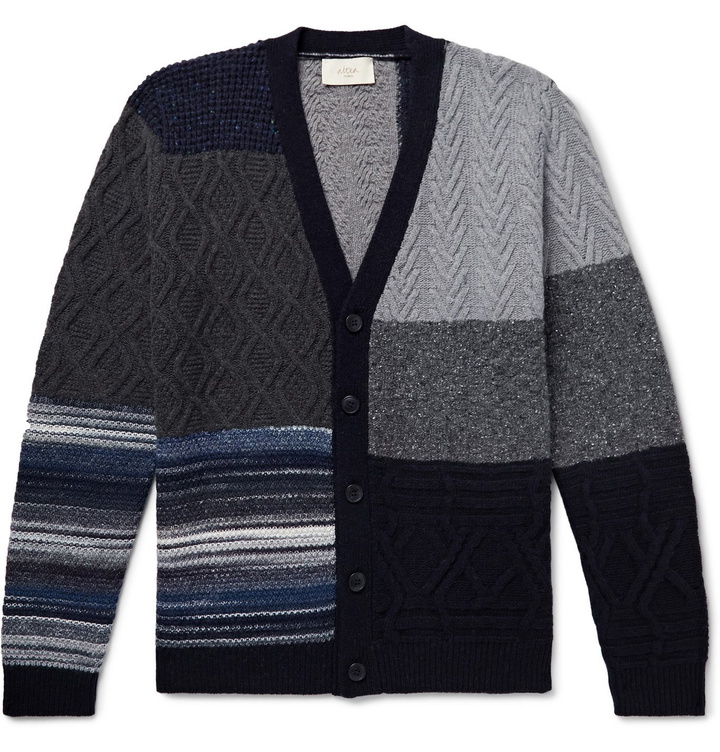 Photo: Altea - Patchwork Virgin Wool-Blend Cardigan - Blue