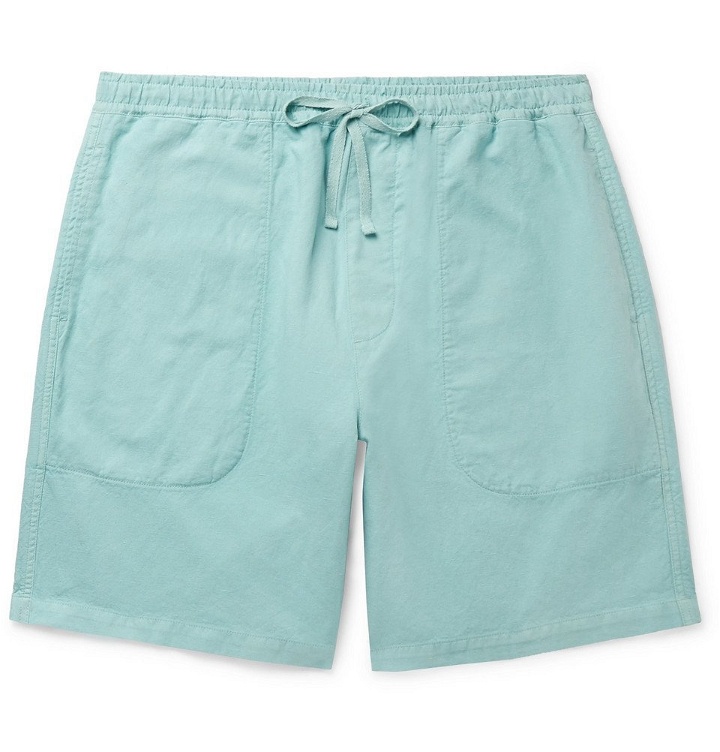 Photo: YMC - Cotton and Linen-Blend Drawstring Shorts - Sky blue