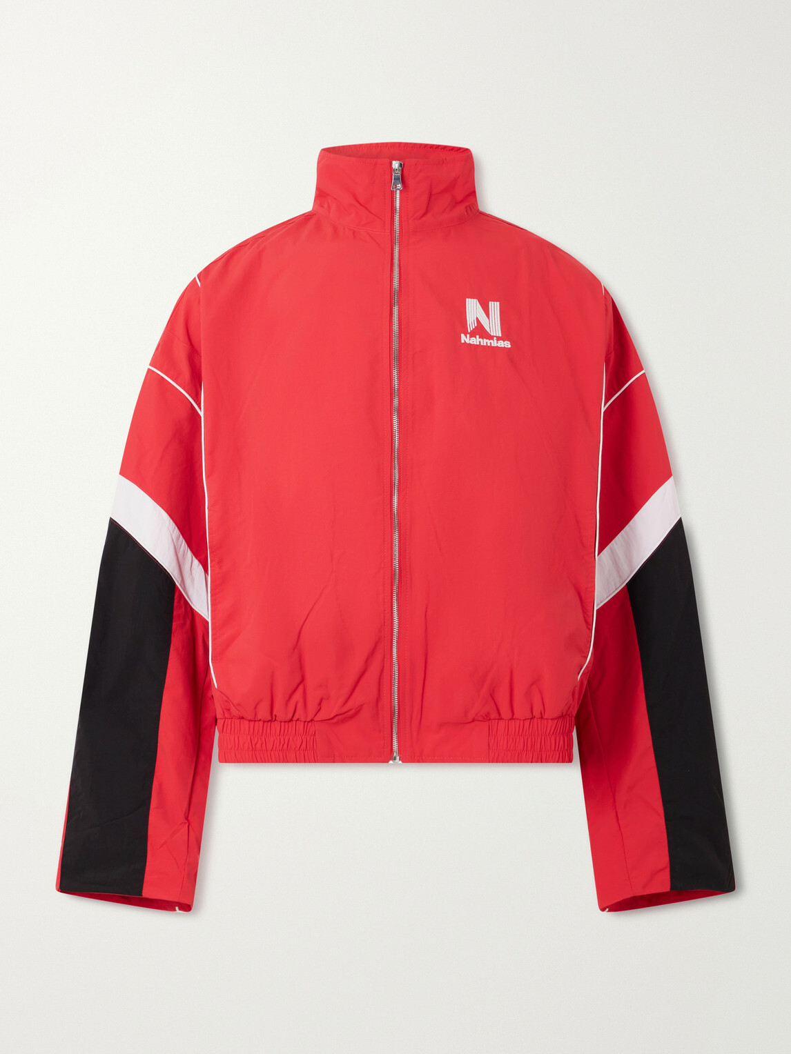 NAHMIAS - Logo-Embroidered Striped Nylon Jacket - Red
