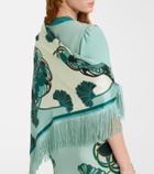 La DoubleJ Fringed printed silk twill scarf
