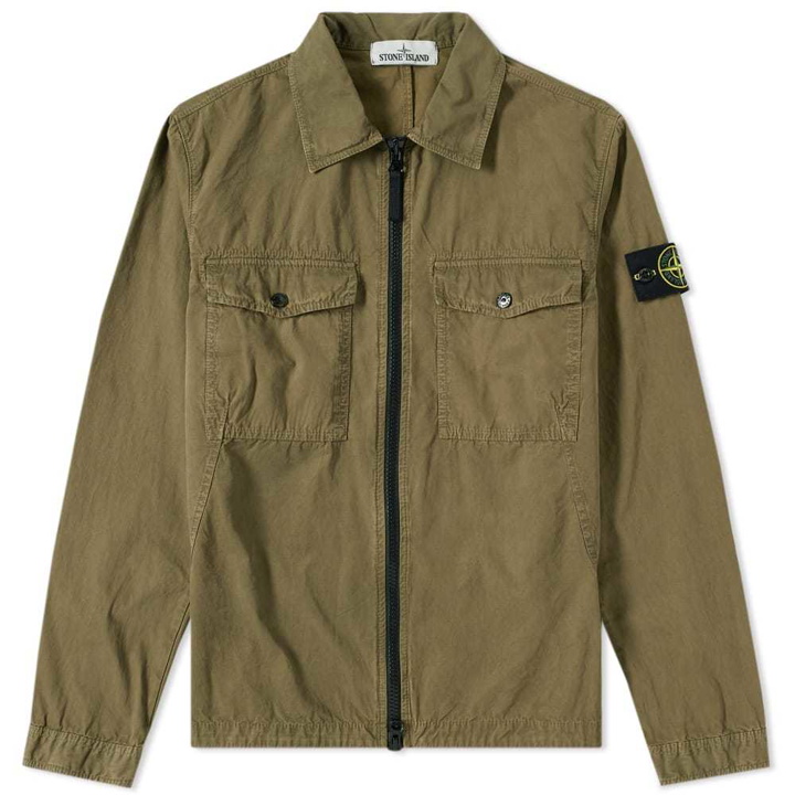 Photo: Stone Island Garment Dyed Zip Shirt Green