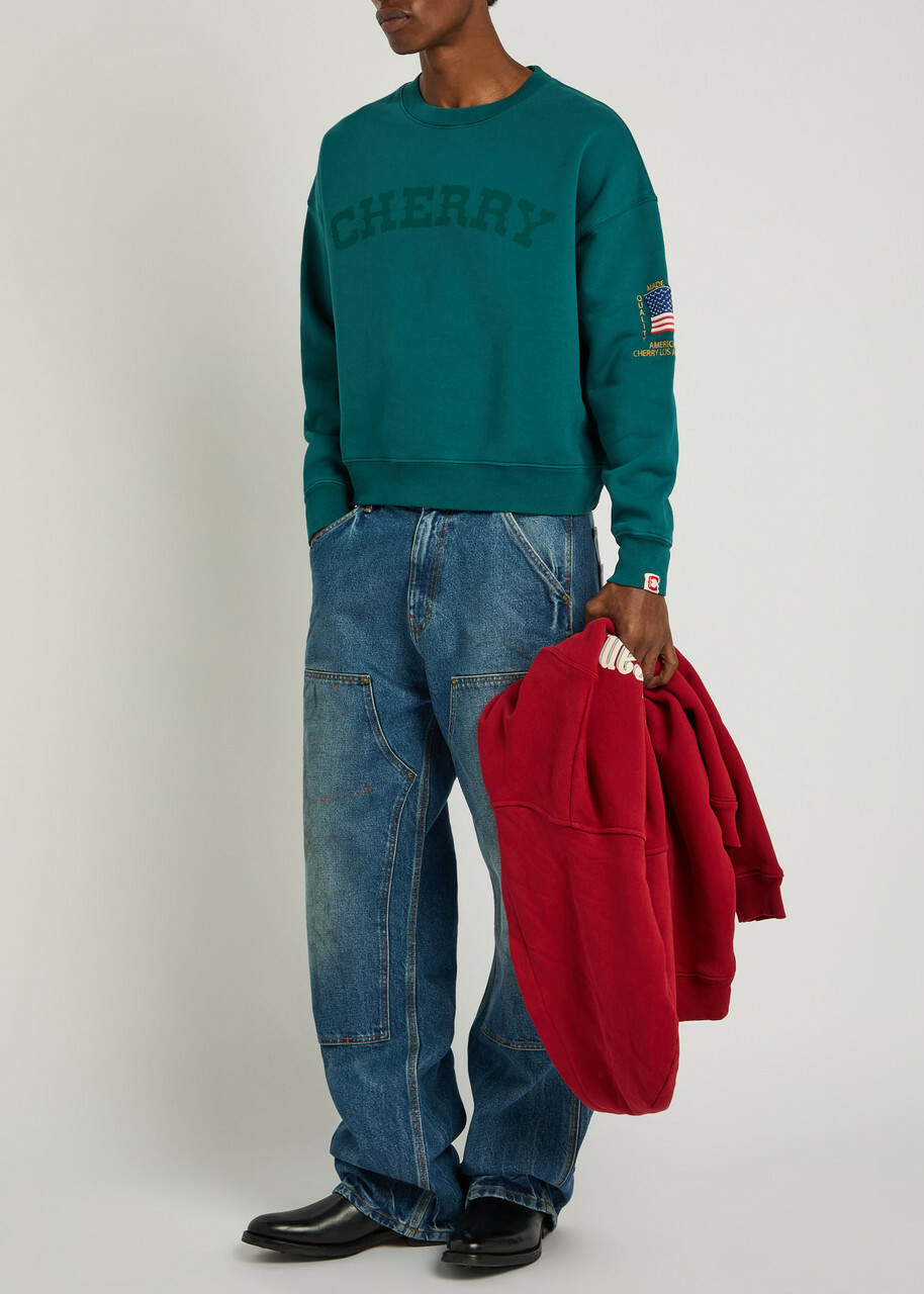 Cherry Los Angeles America's Favourite Crew-neck Cotton Sweatshirt Teal
