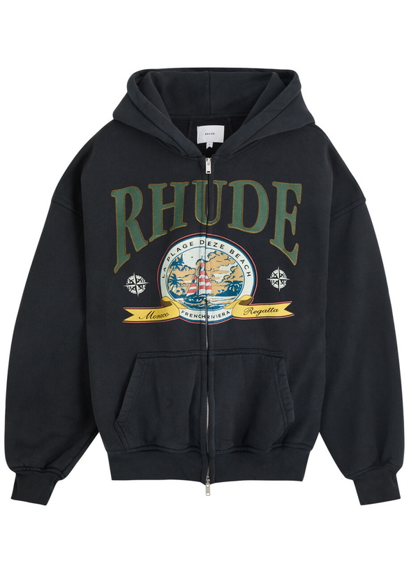 Photo: Rhude Regatta Printed Cotton zip Sweatshirt Black