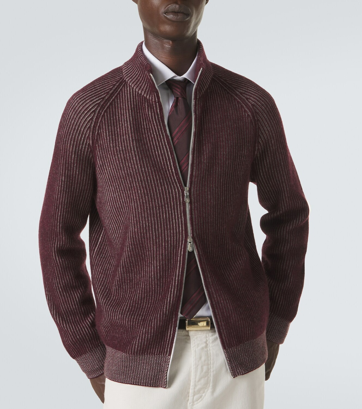 Brunello Cucinelli Ribbed-knit cashmere zip-up cardigan