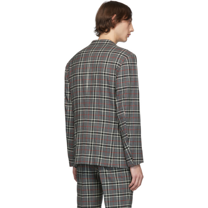 Eidos Grey Wool Windowpane Plaid Suit