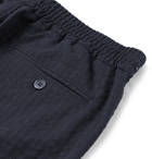 Barena - Navy Tapered Wool-Blend Seersucker Drawstring Trousers - Blue