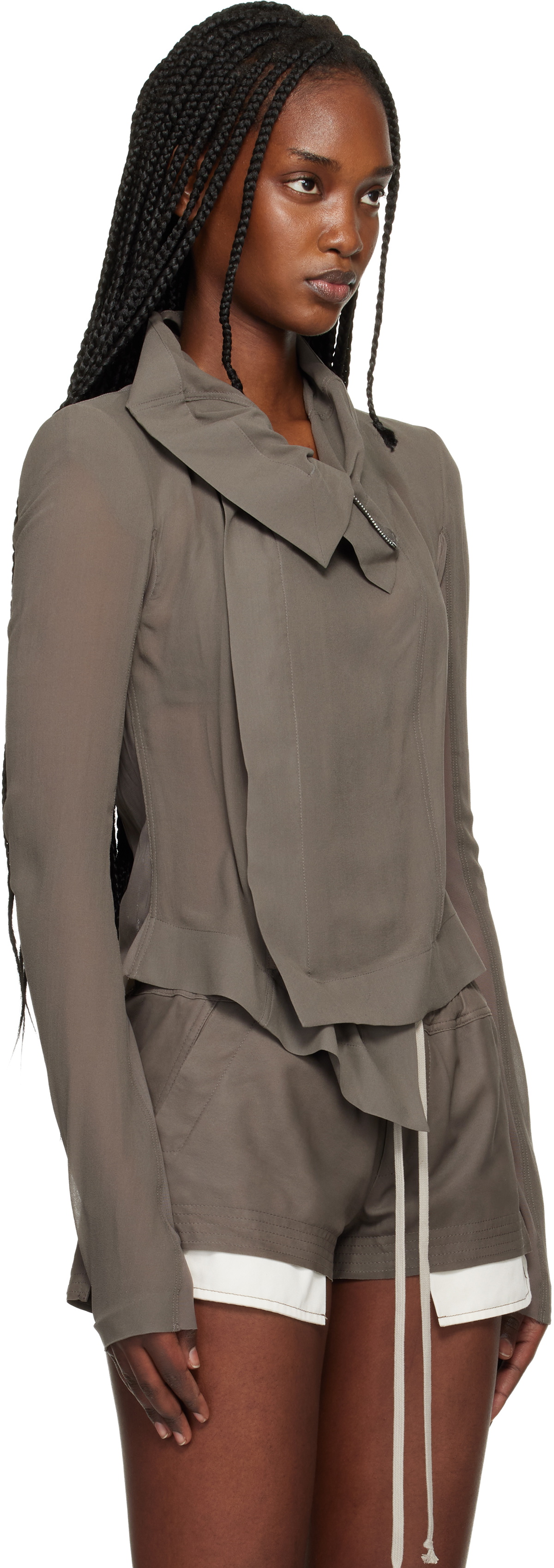 Rick Owens Gray Temple Classic Biker Jacket