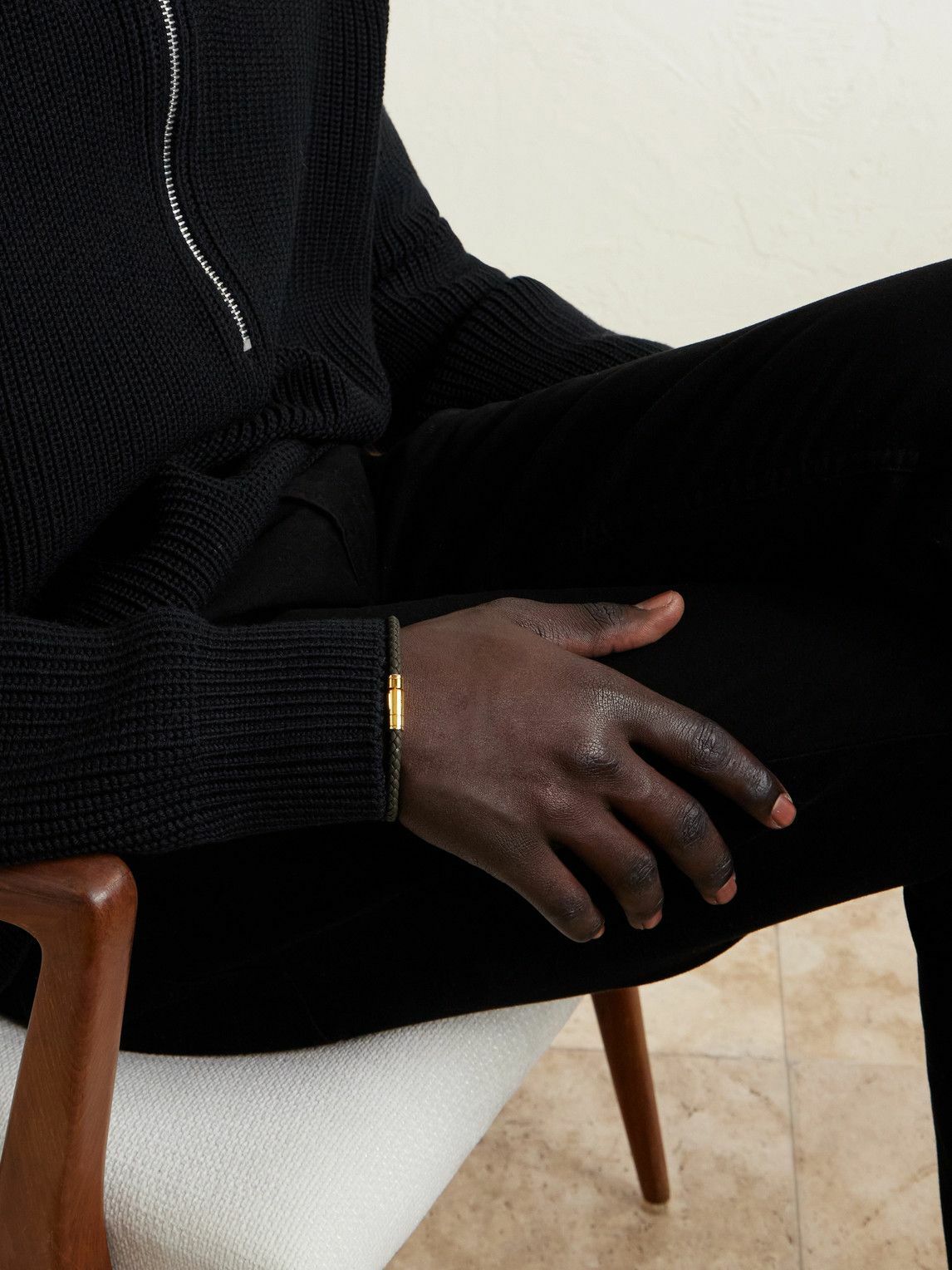 TOM FORD - Woven Leather and Gold-Tone Bracelet - Green