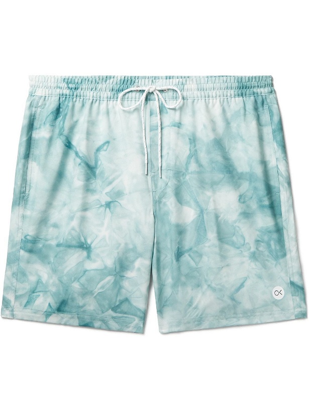 Photo: Outerknown - Nomadic Volley Long-Length Tie-Dyed Recycled Swim Shorts - Blue