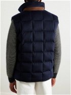 Loro Piana - Tuul Suede-Trimmed Quilted Storm System® Cashmere Down Gilet - Blue