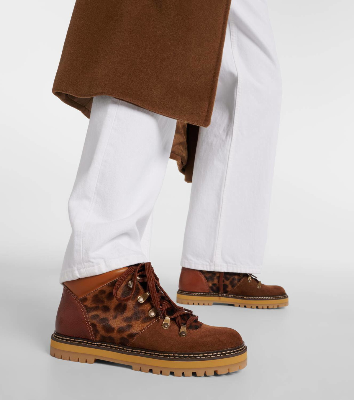 See By Chloé Eileen leopard-print suede lace-up boots