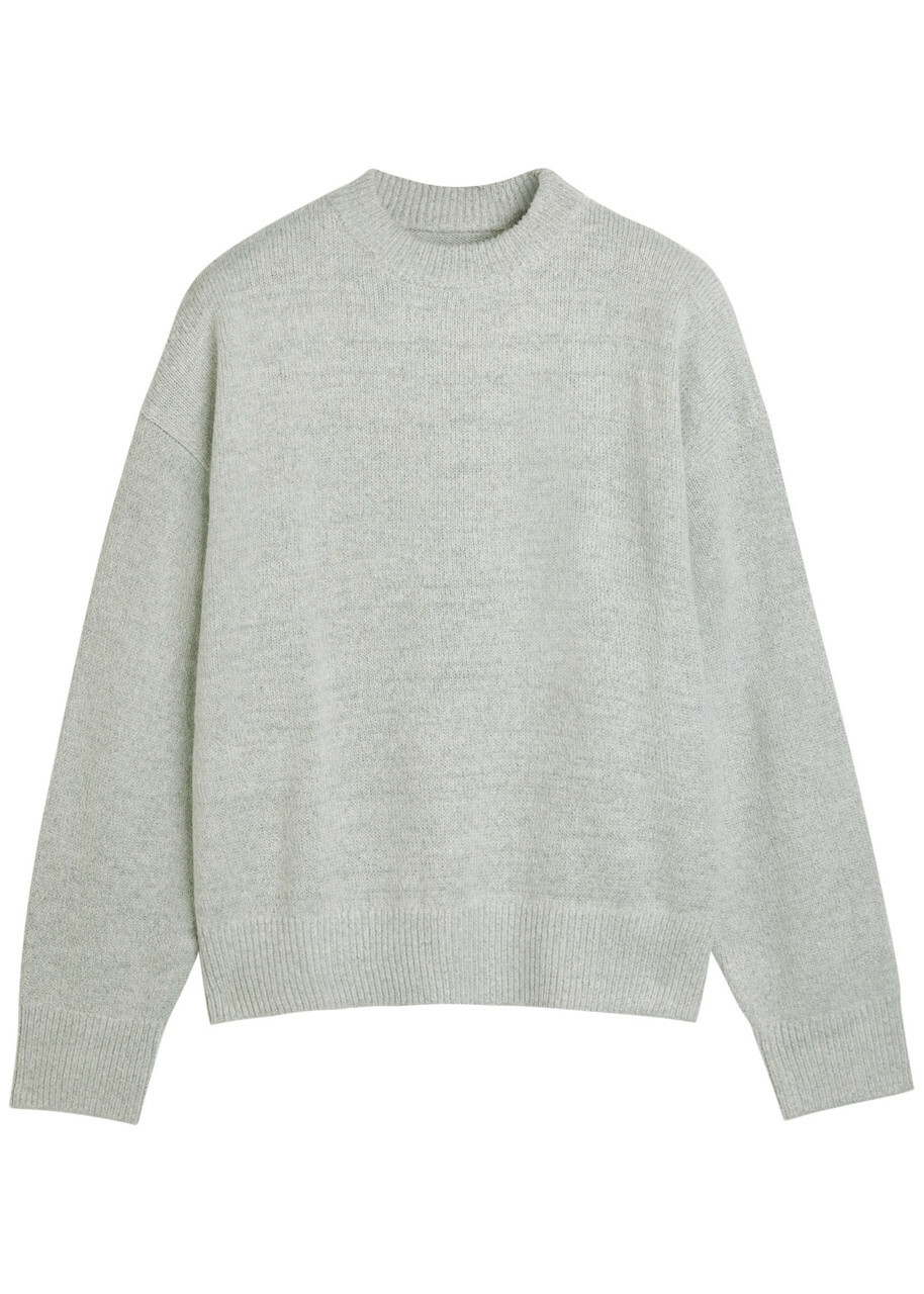Mki Miyuki Zoku Logo-embroidered Brushed Knit Jumper Light Grey