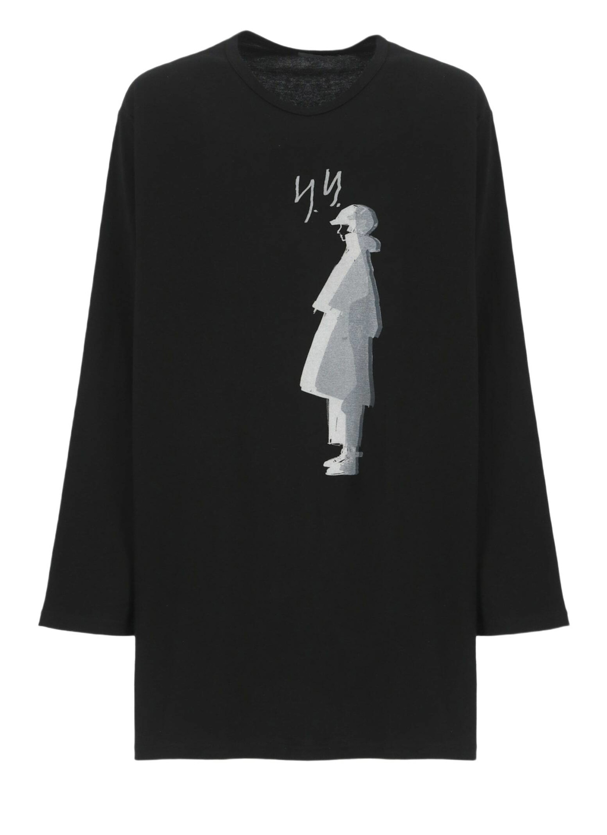 S’yte Yohji Yamamoto LONG SHIRT CREPE DE CHINE REGULAR COLLAR LOOSE FIT LONG SHIRT(M Black