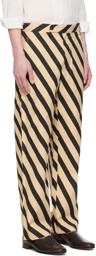 Bode Black & Beige Domino Stripe Trousers