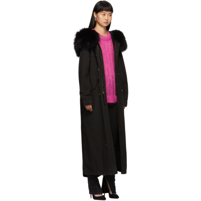 Mr and Mrs Italy SSENSE Exclusive Black Fur Long Jazzy Coat