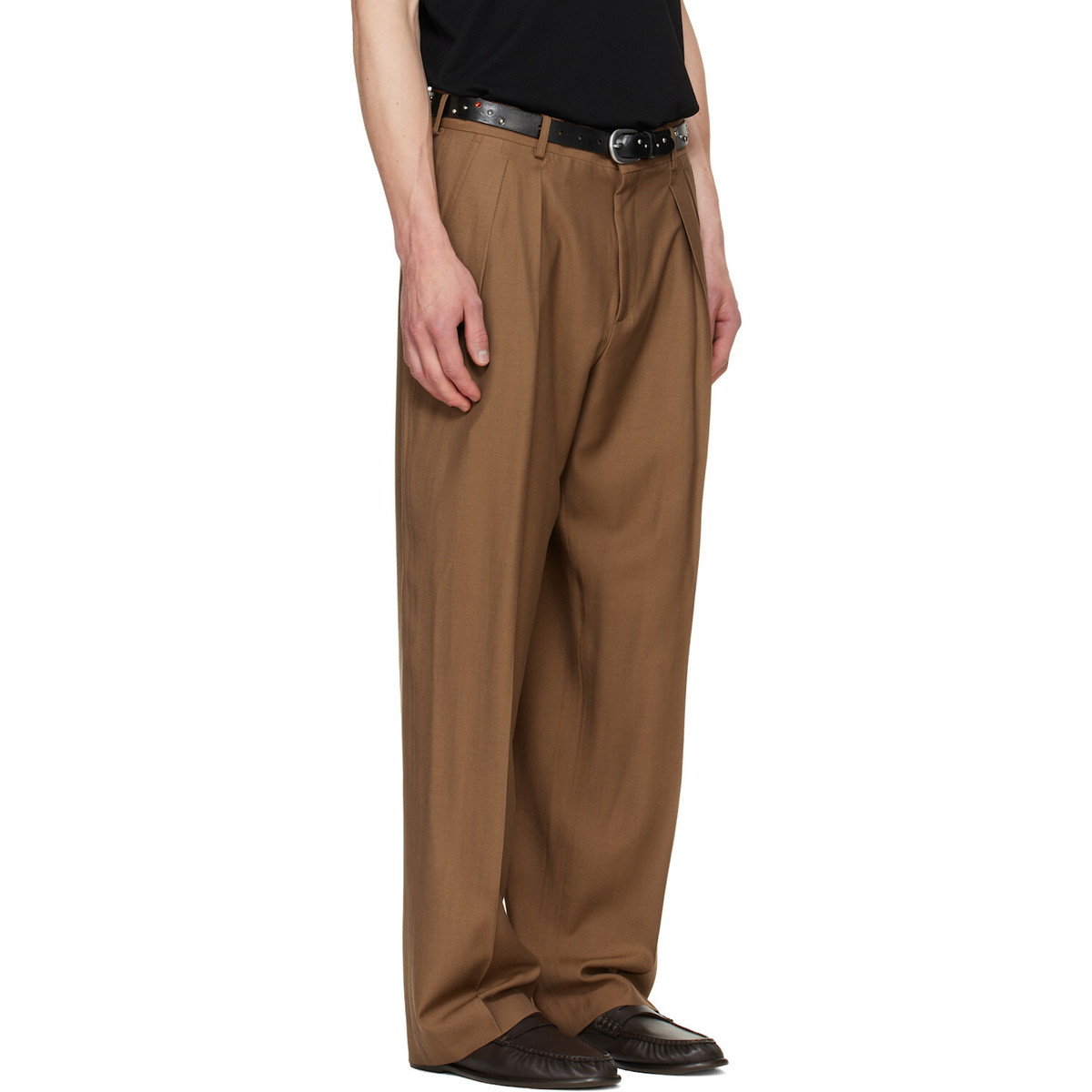 Paul Smith Brown Pleated Wool Trousers