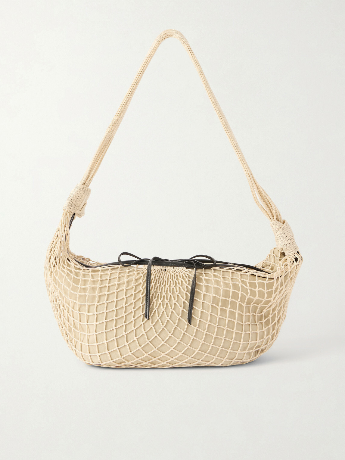 LEMAIRE - Filt Croissant Leather-Trimmed Fishnet Messenger Bag