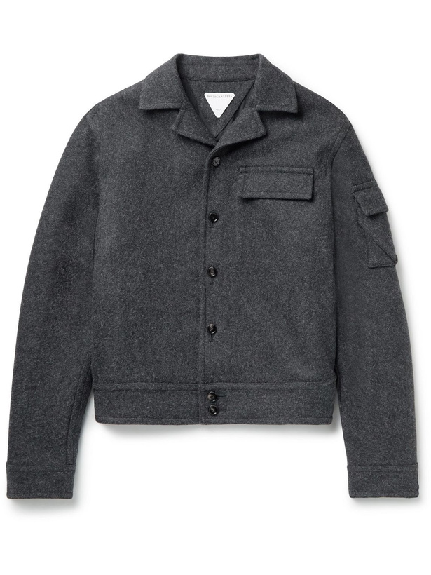 Photo: Bottega Veneta - Camp-Collar Wool-Felt Shirt Jacket - Gray