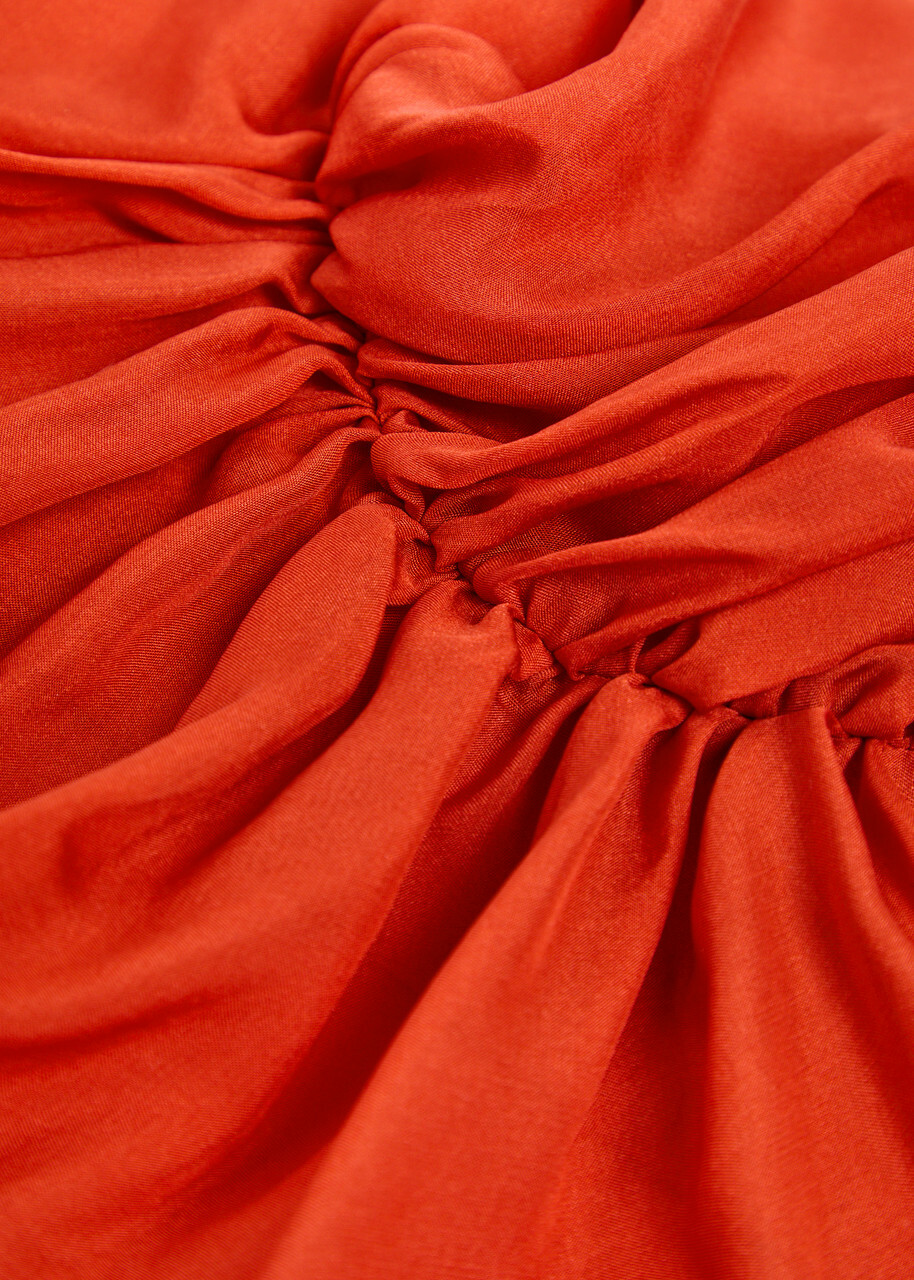 Liberowe Enya Gathered Silk Maxi Dress Red