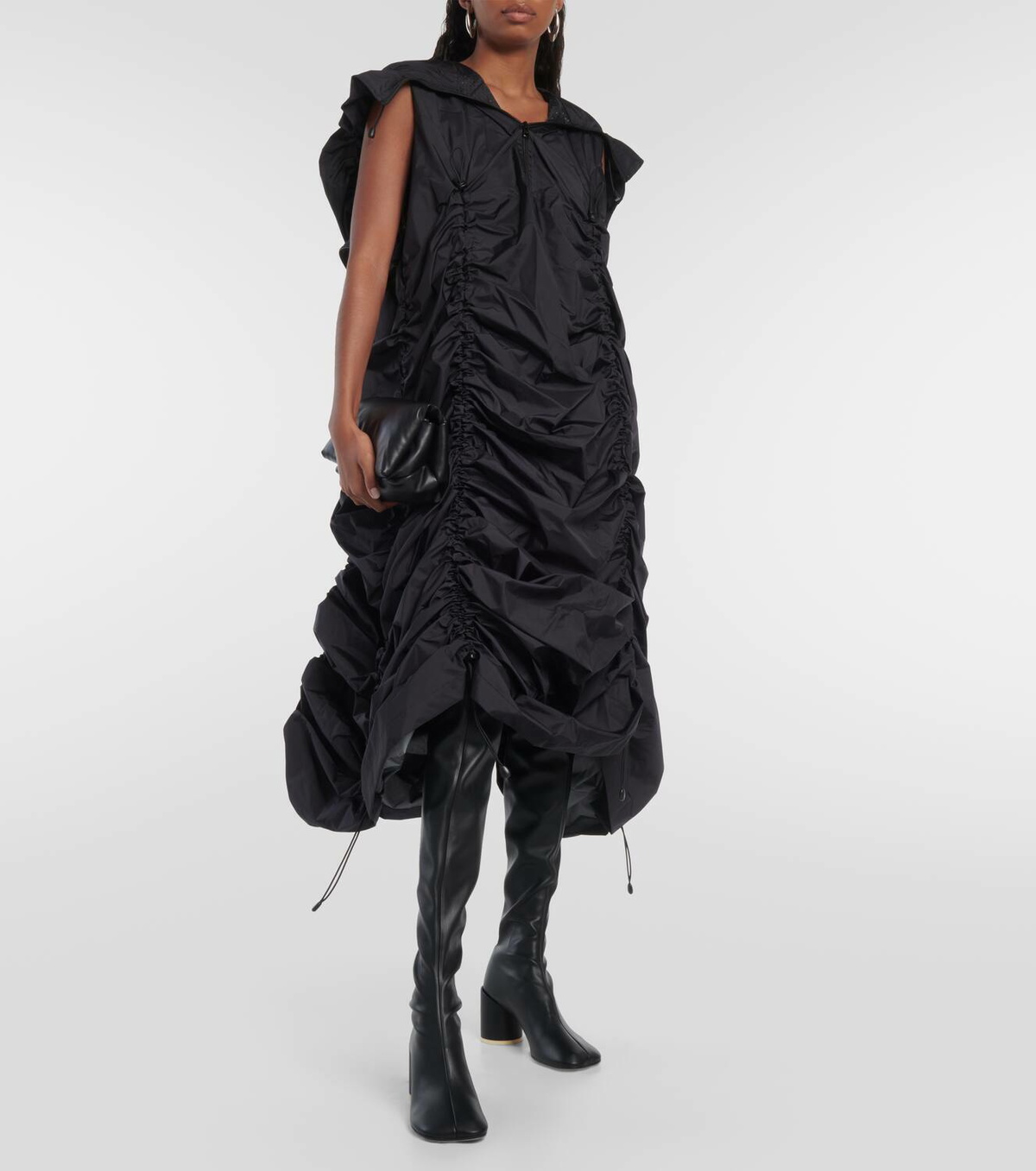Junya Watanabe Ruched ripstop midi dress Junya Watanabe