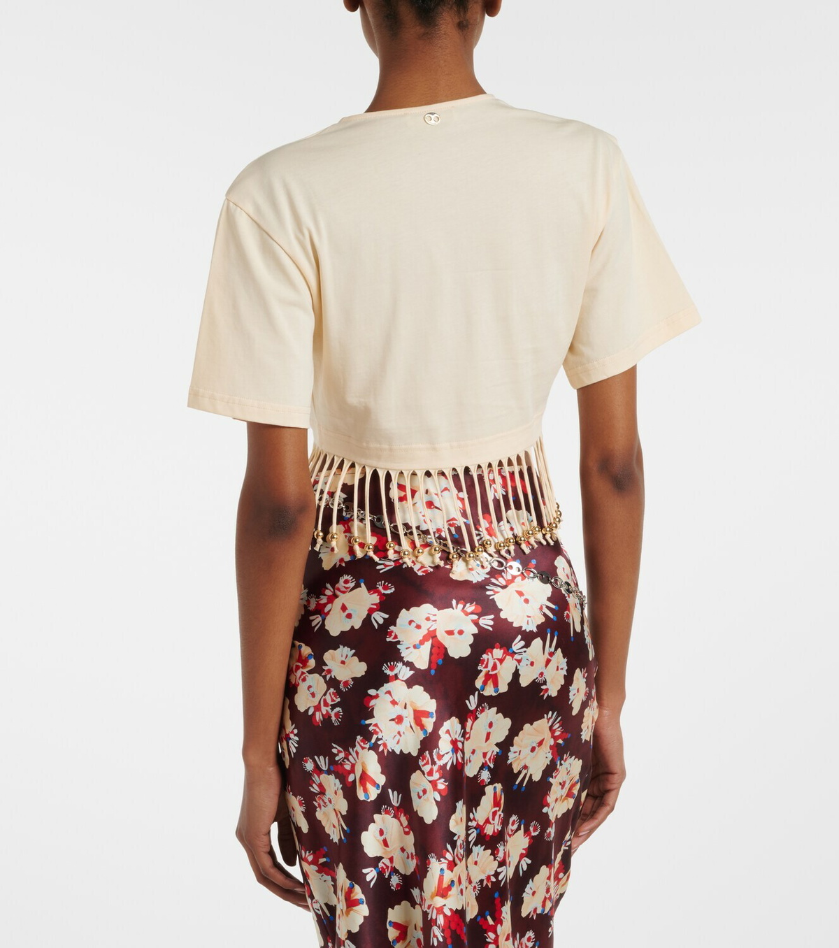 Rabanne Embellished cotton jersey crop top